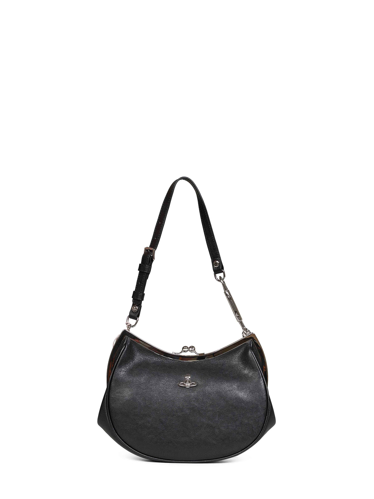 Vivienne Westwood Women Black Charm Frame Leather Hand Bag <Br/> VIVIENNE WESTWOOD