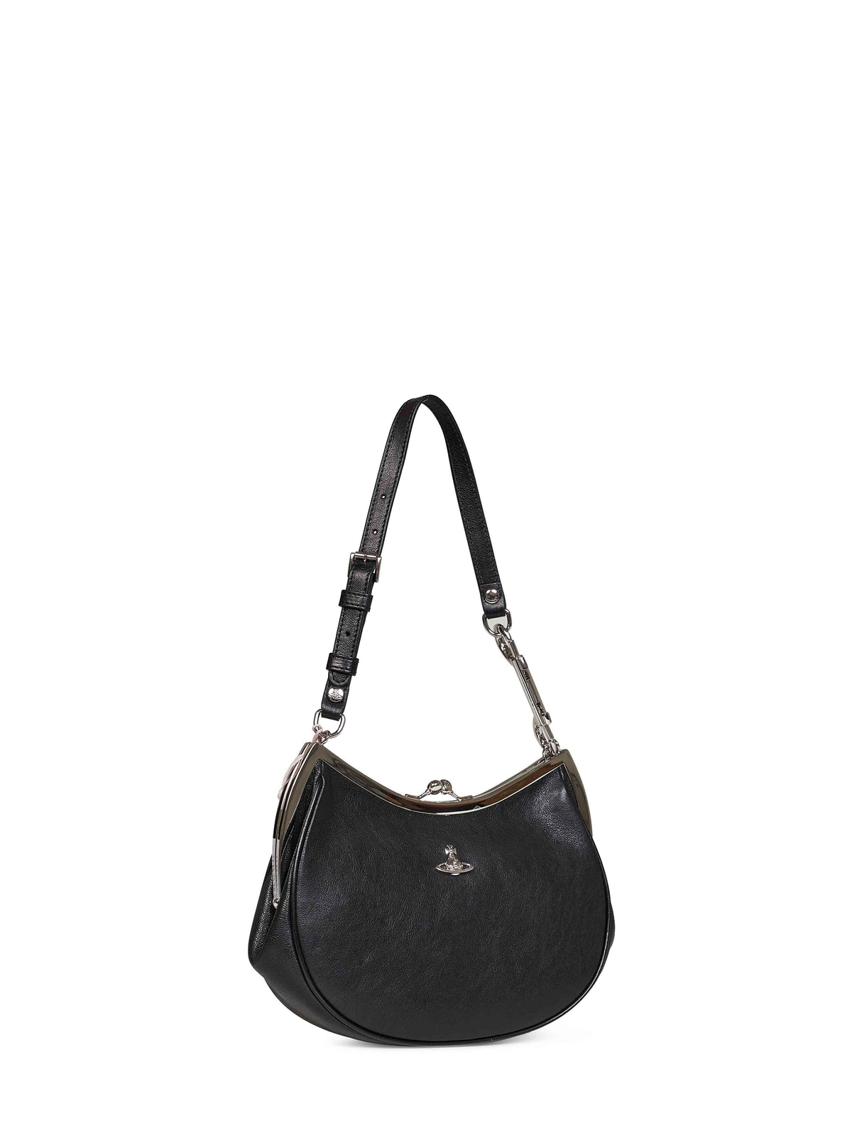 Vivienne Westwood Women Black Charm Frame Leather Hand Bag <Br/> VIVIENNE WESTWOOD