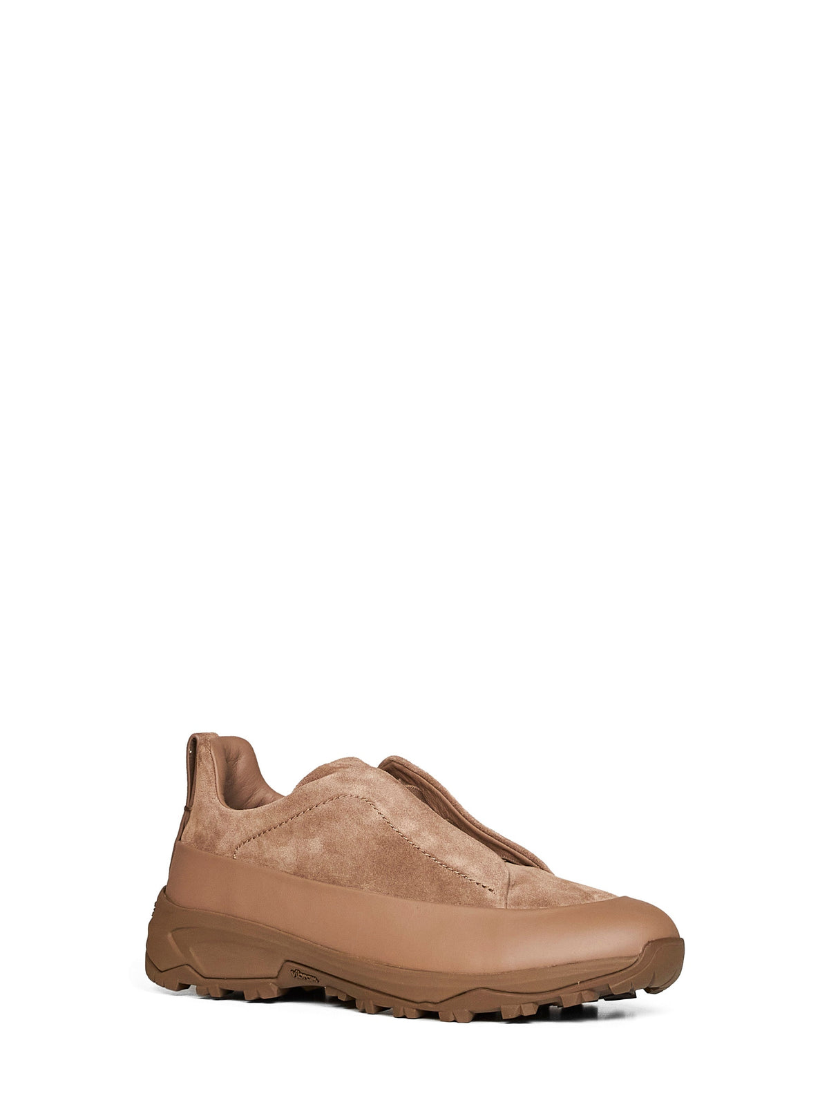 Zegna Men Medium Brown Leather And Suede Triple Stitch Monte Sneakers ZEGNA