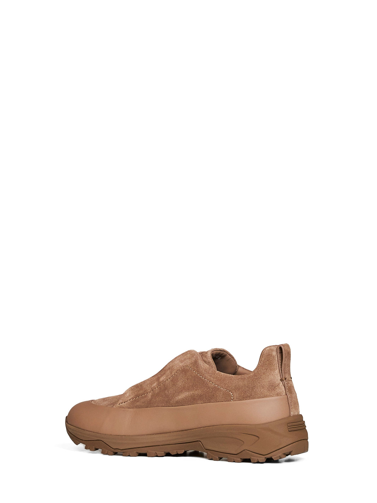 Zegna Men Medium Brown Leather And Suede Triple Stitch Monte Sneakers ZEGNA
