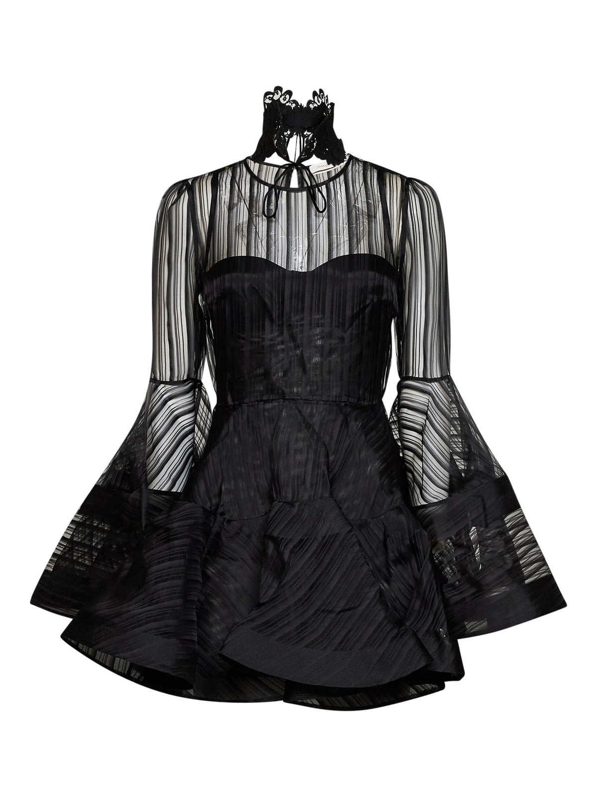 Zimmermann Women Black Valiant Lantern Mini Dress ZIMMERMANN