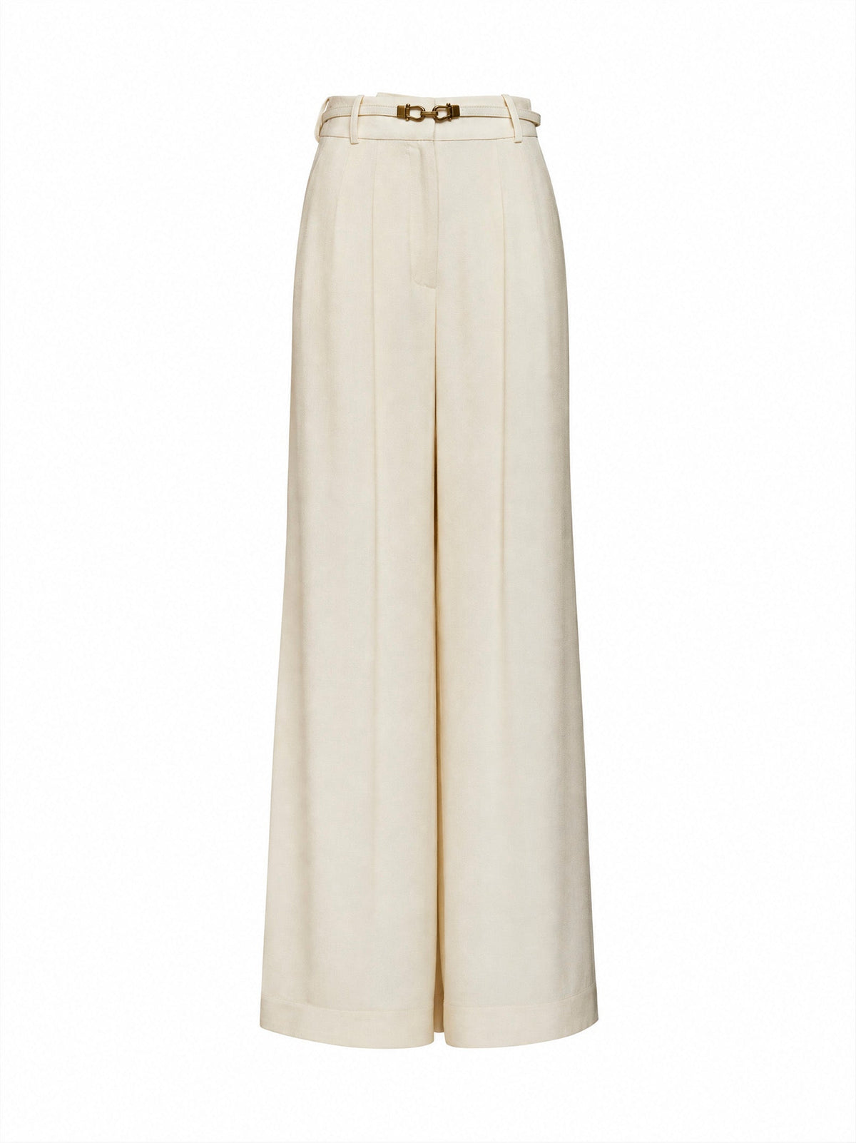 Zimmermann Women Cream Viscose Wide-Leg Belted Trousers ZIMMERMANN