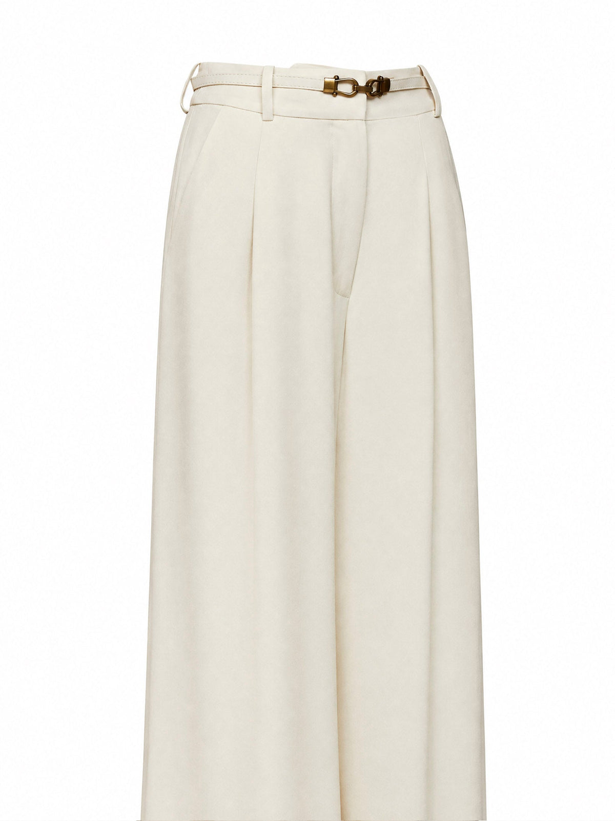 Zimmermann Women Cream Viscose Wide-Leg Belted Trousers ZIMMERMANN