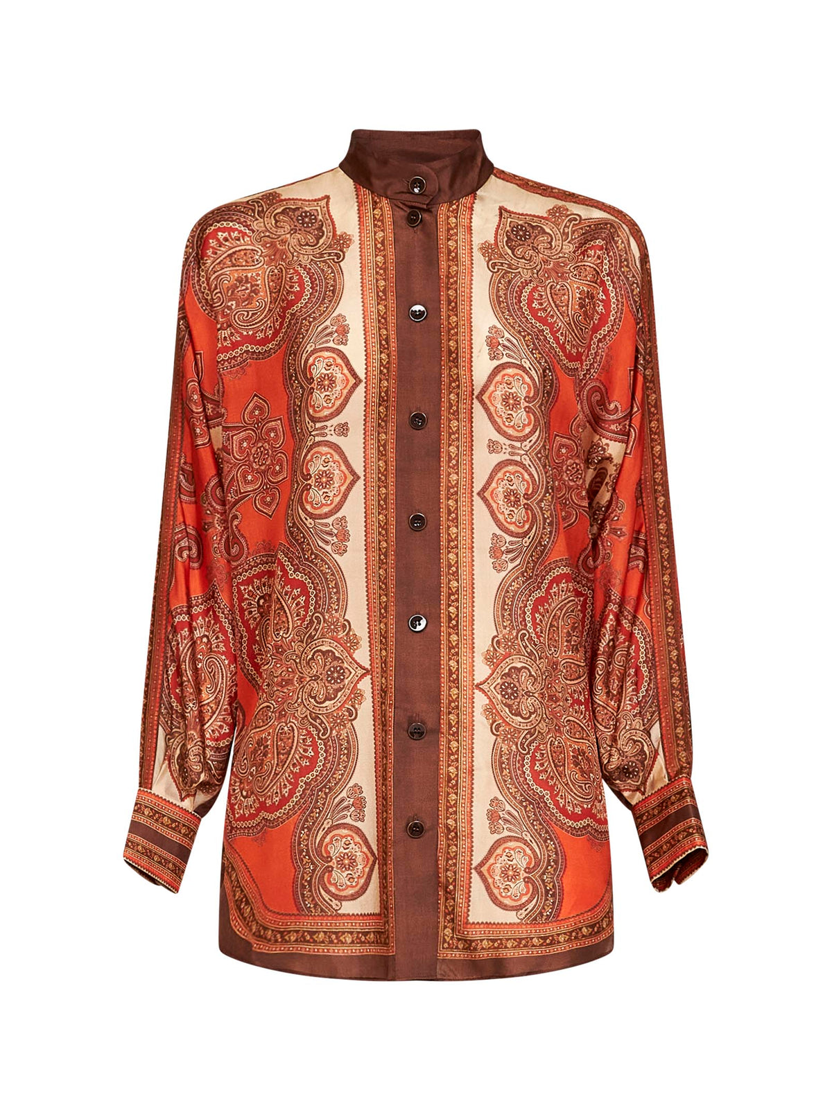 Zimmermann Women Tangerine Paisley-Print Silk Habotai Mahon Dolman Shirt ZIMMERMANN