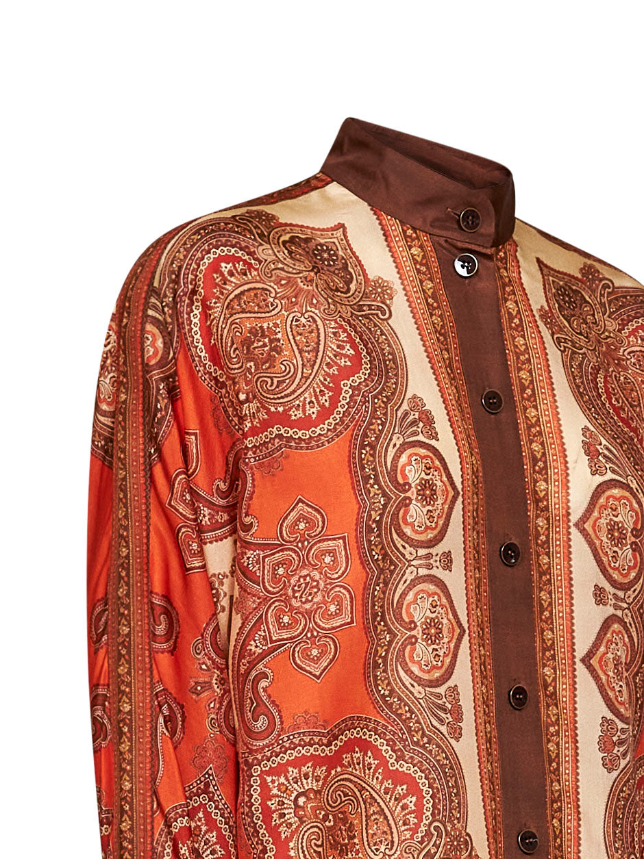 Zimmermann Women Tangerine Paisley-Print Silk Habotai Mahon Dolman Shirt ZIMMERMANN
