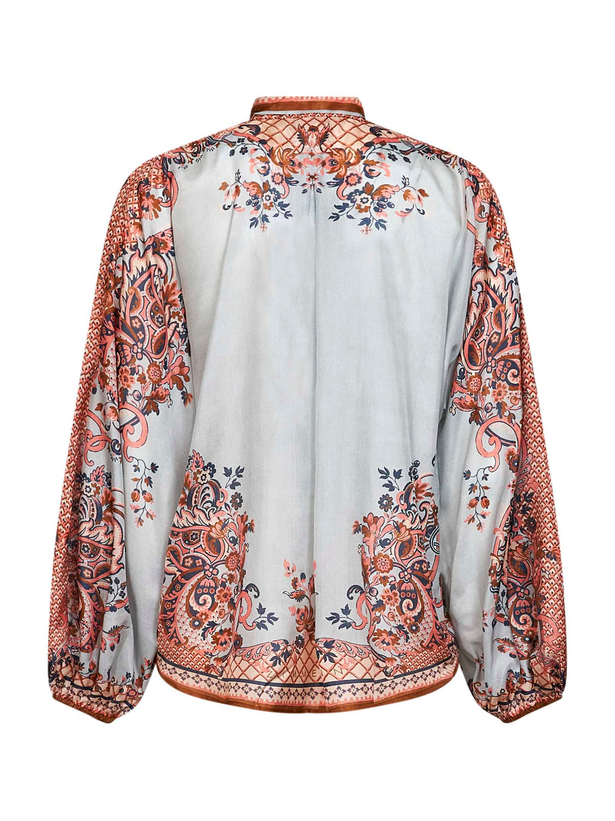 Zimmermann Women Blue Floral Paisley-Print Silk Habotai Aster Tie Shirt ZIMMERMANN
