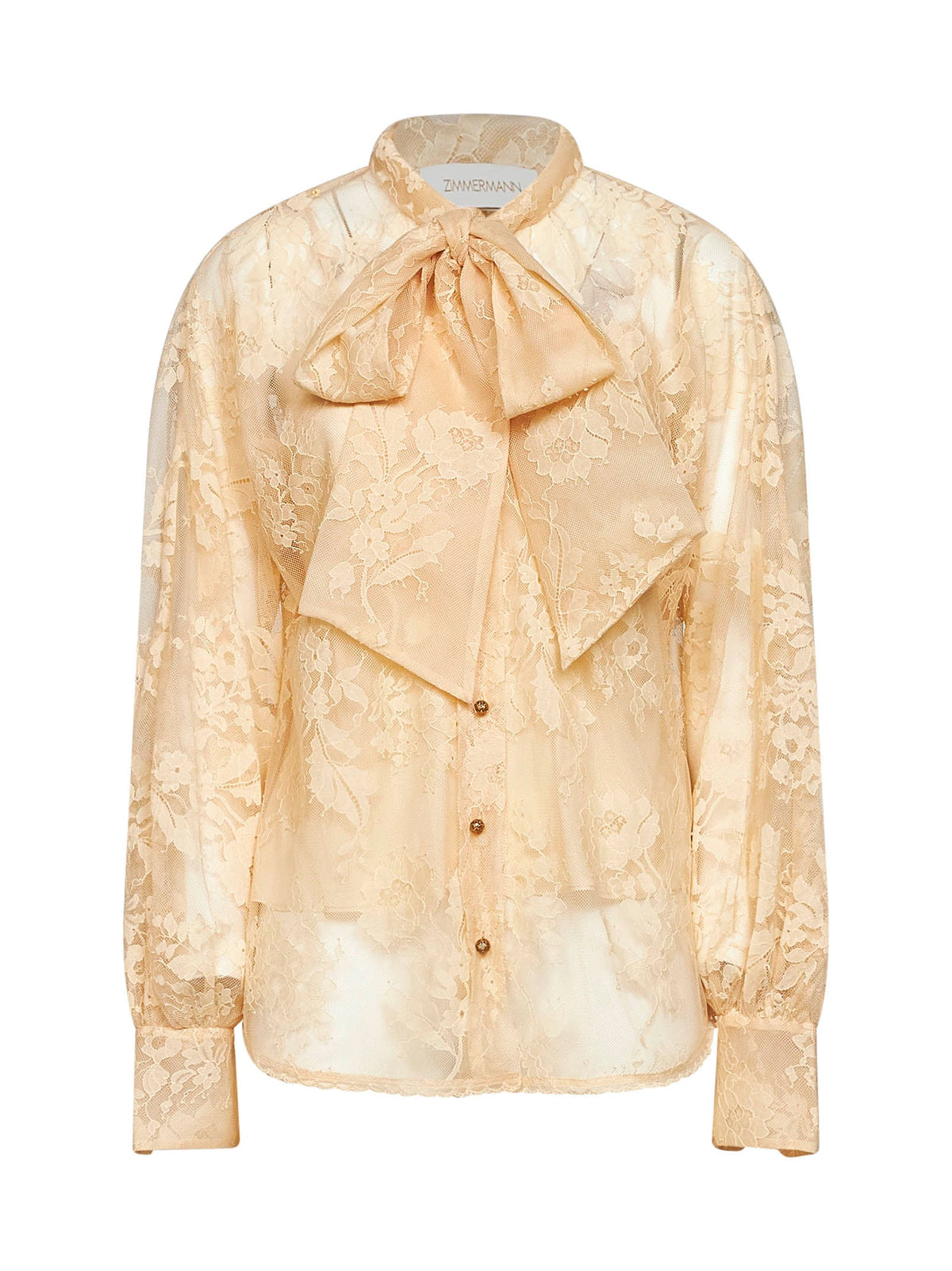 Zimmermann Women Sand Lace Pussybow Valiant Blouse ZIMMERMANN