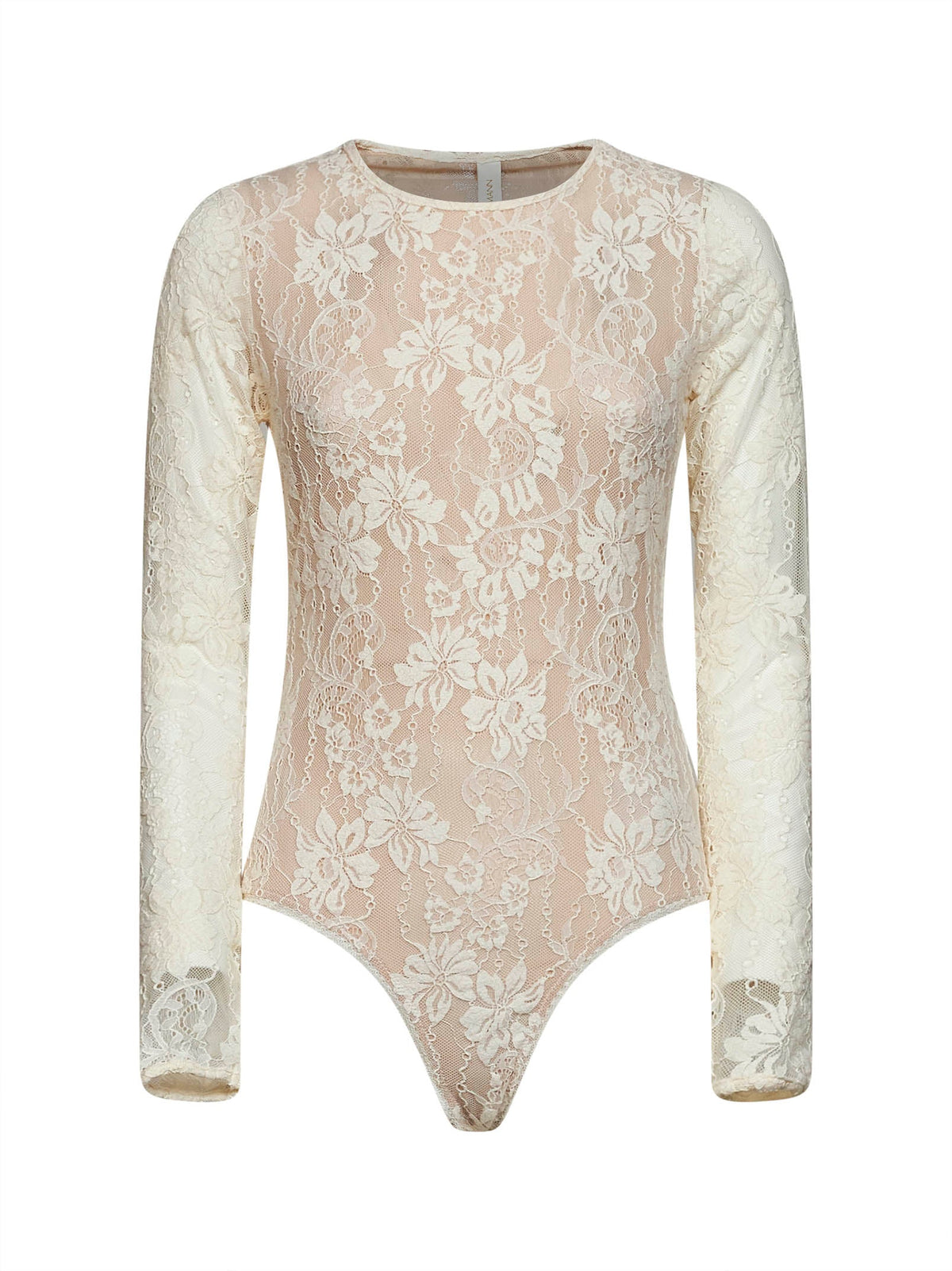 Zimmermann Women Cream Stretch Lace Long-Sleeved Bodysuit ZIMMERMANN
