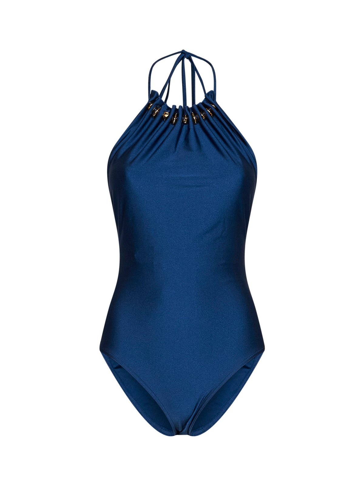 Zimmermann Women Dark Cobalt Lycra Aster Gathered Beaded One-Piece Swimsuit ZIMMERMANN