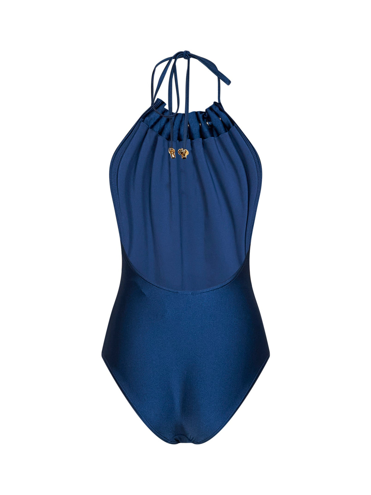 Zimmermann Women Dark Cobalt Lycra Aster Gathered Beaded One-Piece Swimsuit ZIMMERMANN