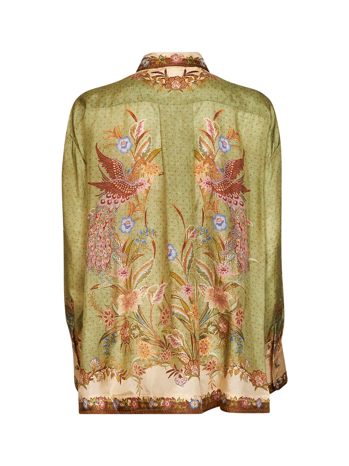 Zimmermann Women Khaki Floral Scarf-Print Silk Habotai Indra Relaxed Shirt ZIMMERMANN