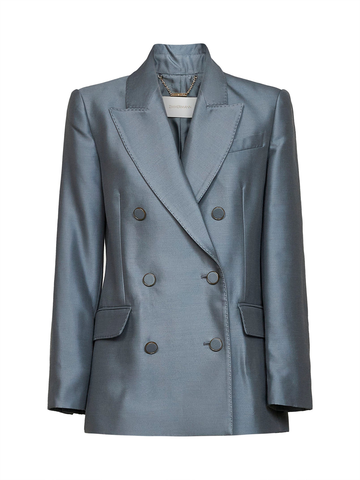 Zimmermann Women Airforce Blue Wool And Silk Blazer Valiant Double-Breasted ZIMMERMANN