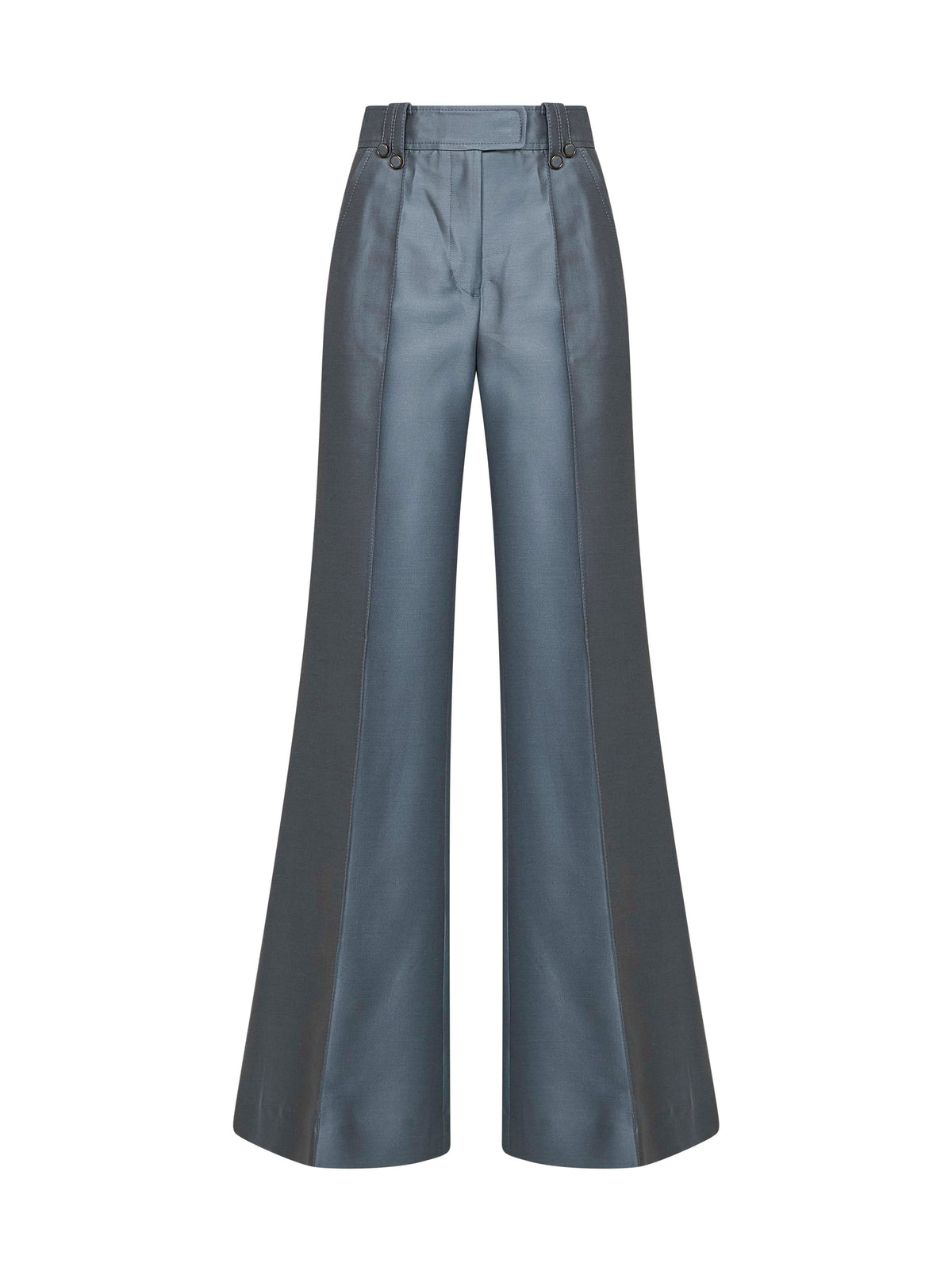 Zimmermann Women Airforce Blue Wool And Silk Valiant Structured Flared Trousers ZIMMERMANN