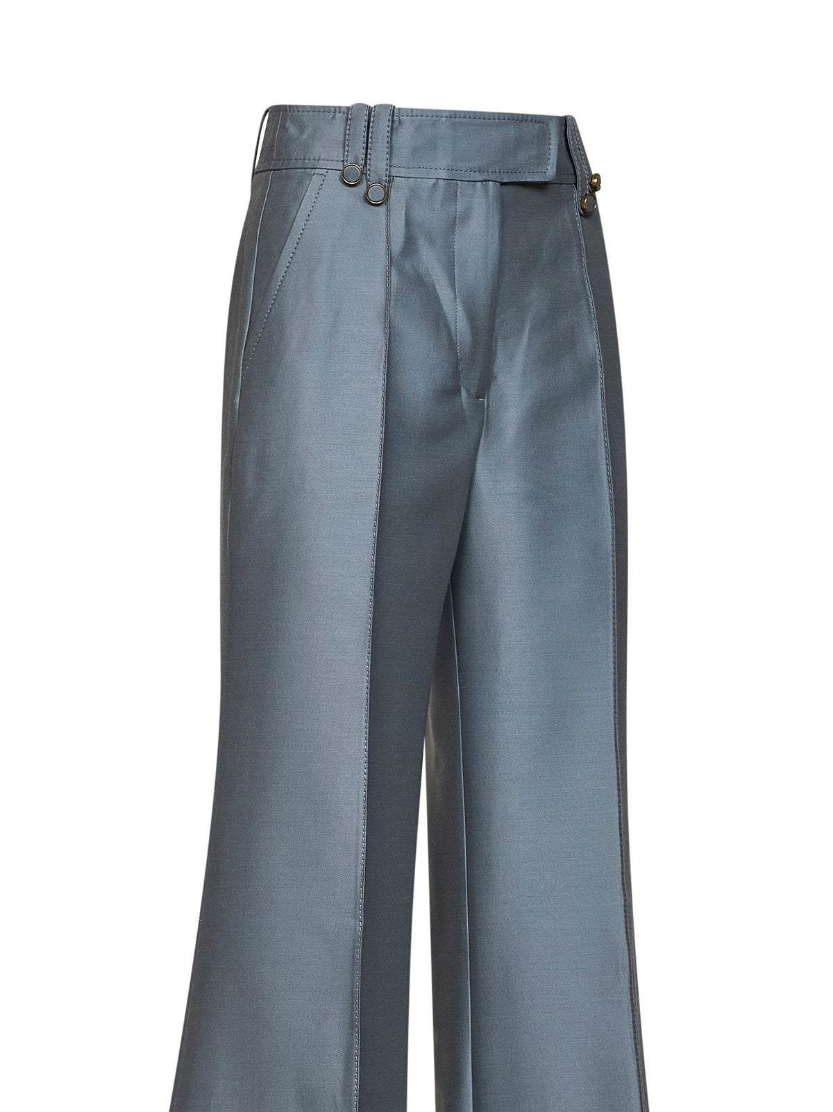 Zimmermann Women Airforce Blue Wool And Silk Valiant Structured Flared Trousers ZIMMERMANN