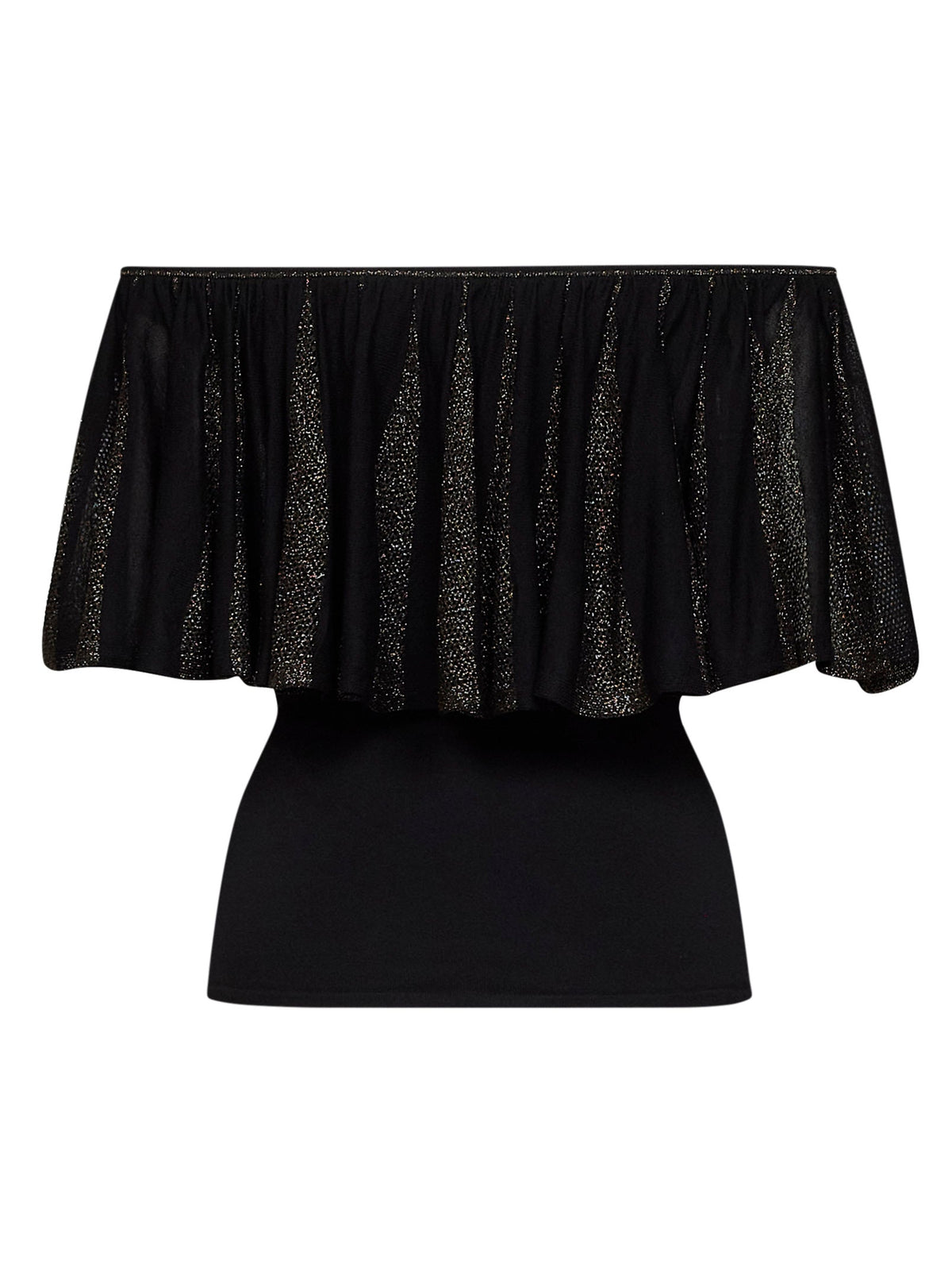 Zimmermann Women Black And Gold Metallic Knit Valiant Frill Top ZIMMERMANN