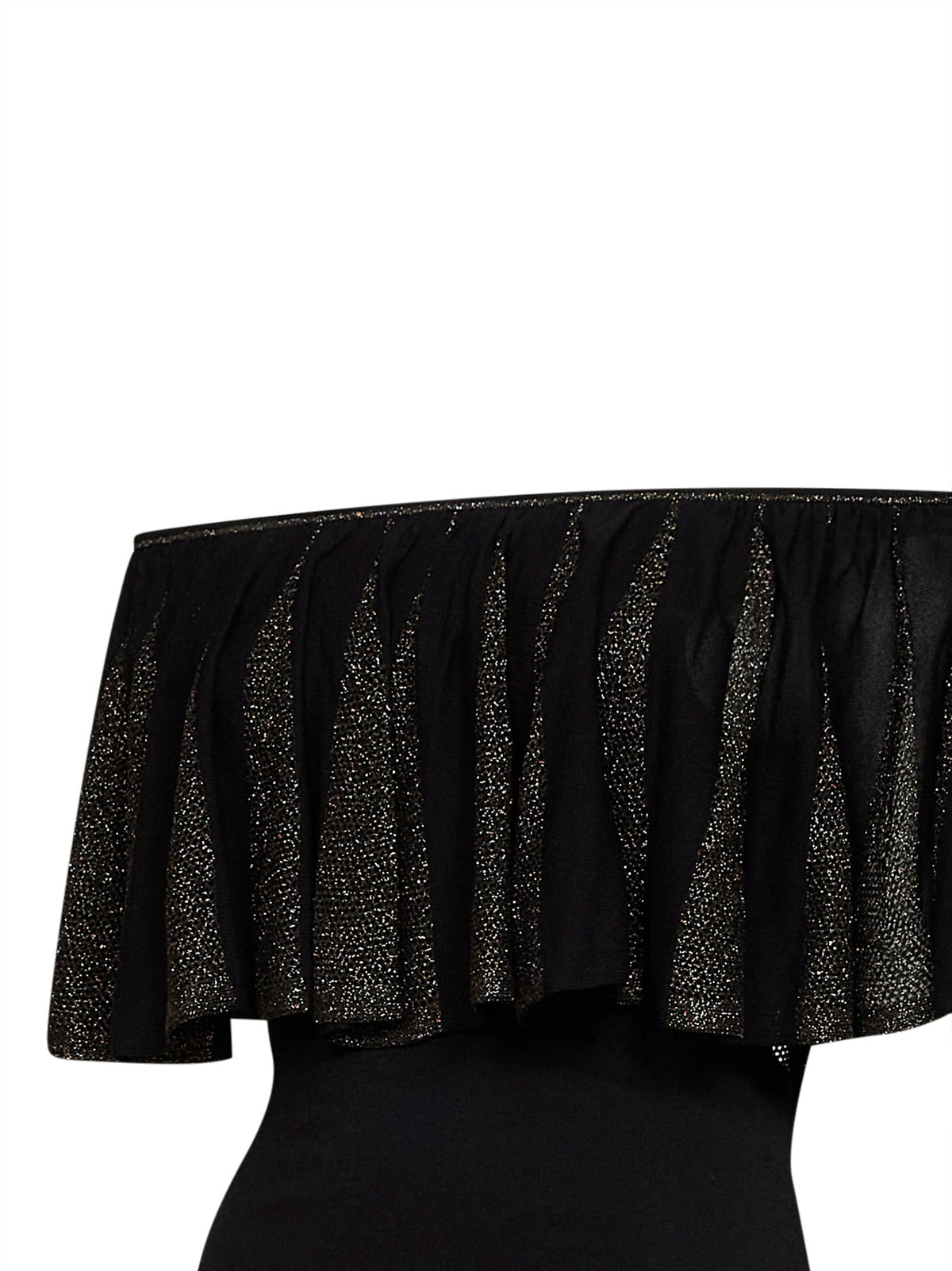 Zimmermann Women Black And Gold Metallic Knit Valiant Frill Top ZIMMERMANN