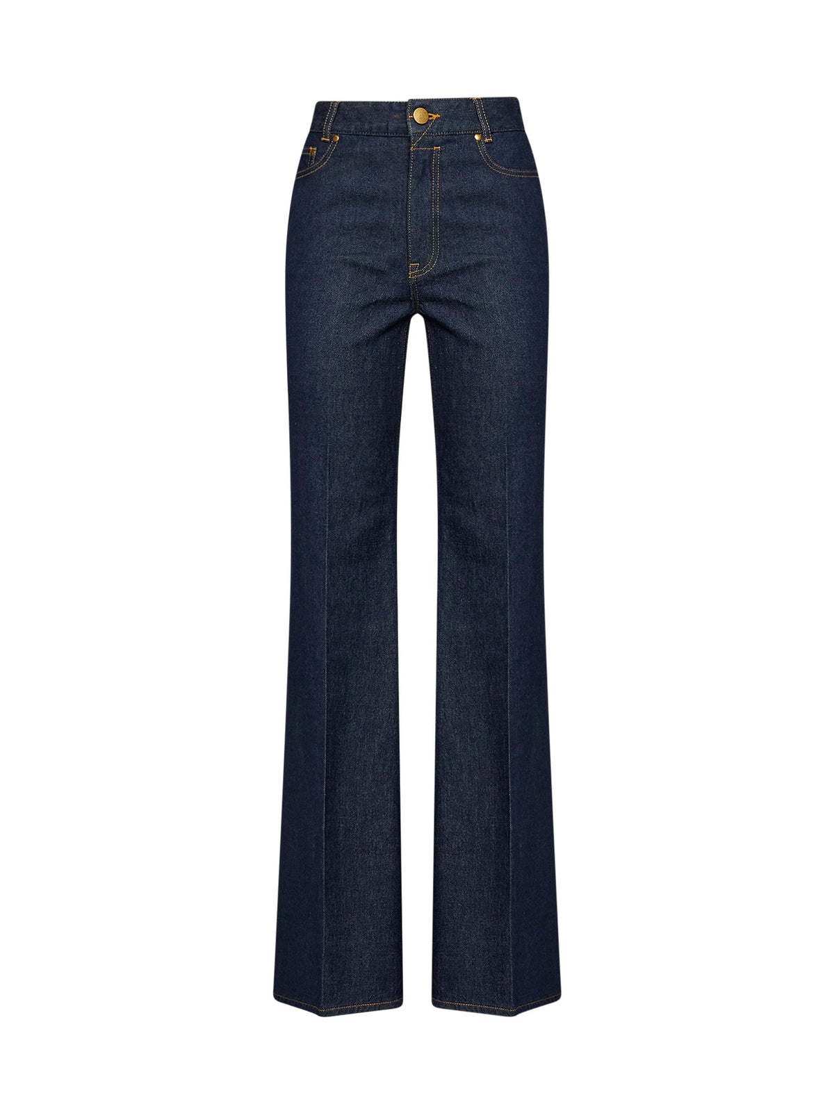 Zimmermann Women Harbour Blue Stretch Cotton Denim Slim-Fit Flared Jeans ZIMMERMANN
