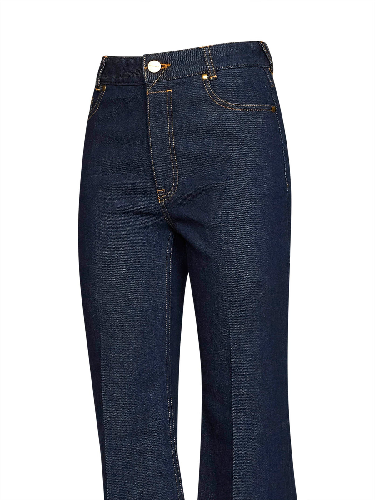 Zimmermann Women Harbour Blue Stretch Cotton Denim Slim-Fit Flared Jeans ZIMMERMANN