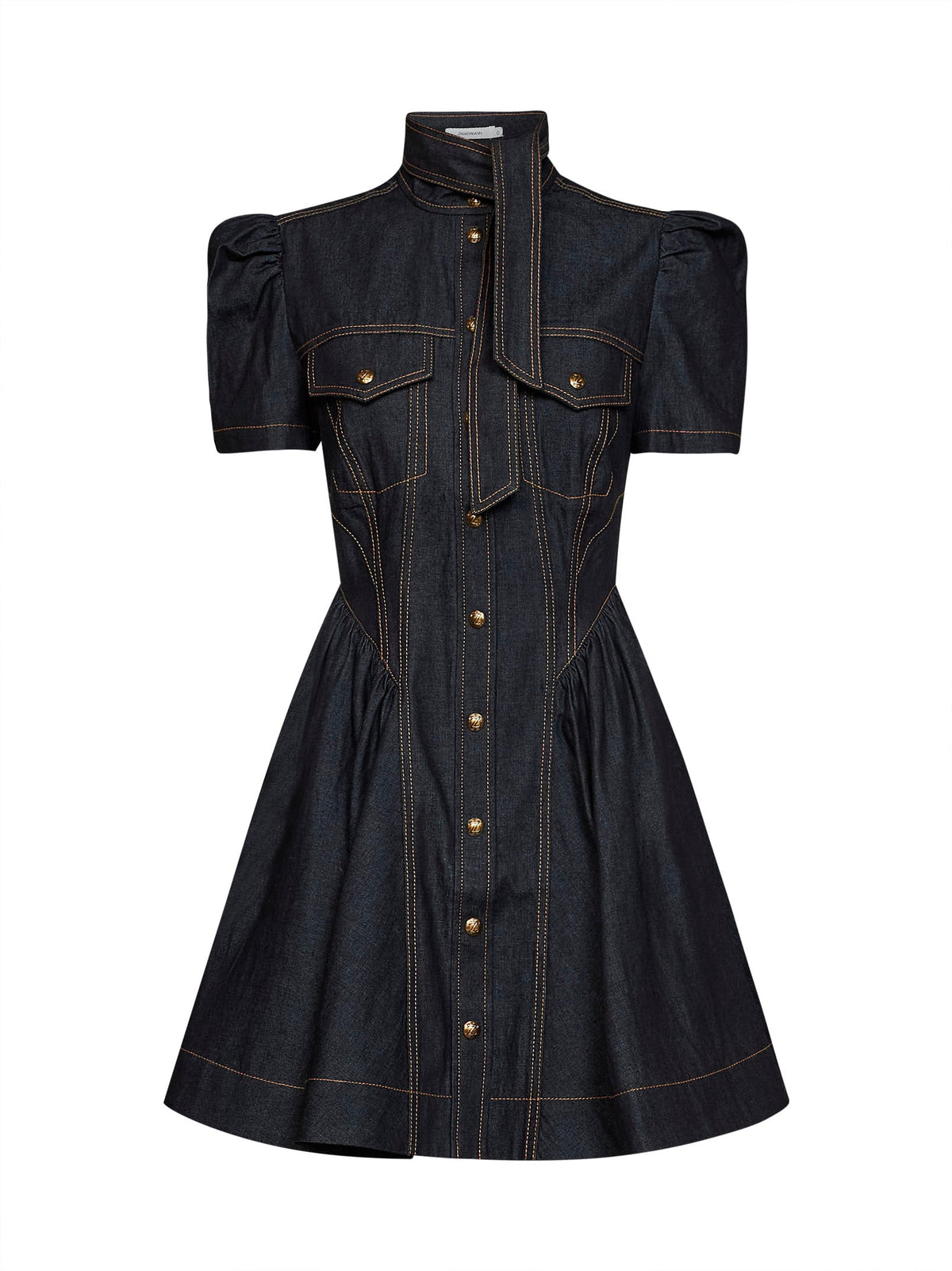 Zimmermann Women Onyx Blue Cotton Denim Corset Mini Dress ZIMMERMANN