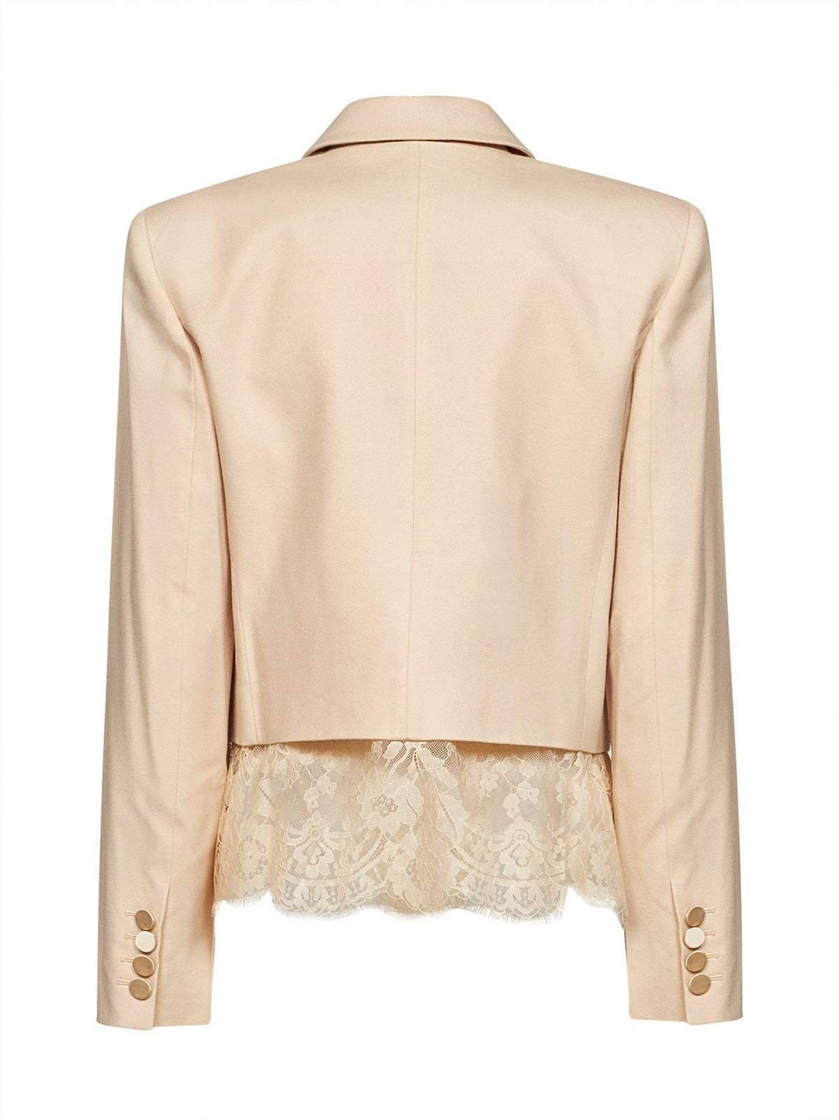 Zimmermann Women Cream Stretch Wool And Lace Valiant Double-Breasted Cropped Blazer ZIMMERMANN