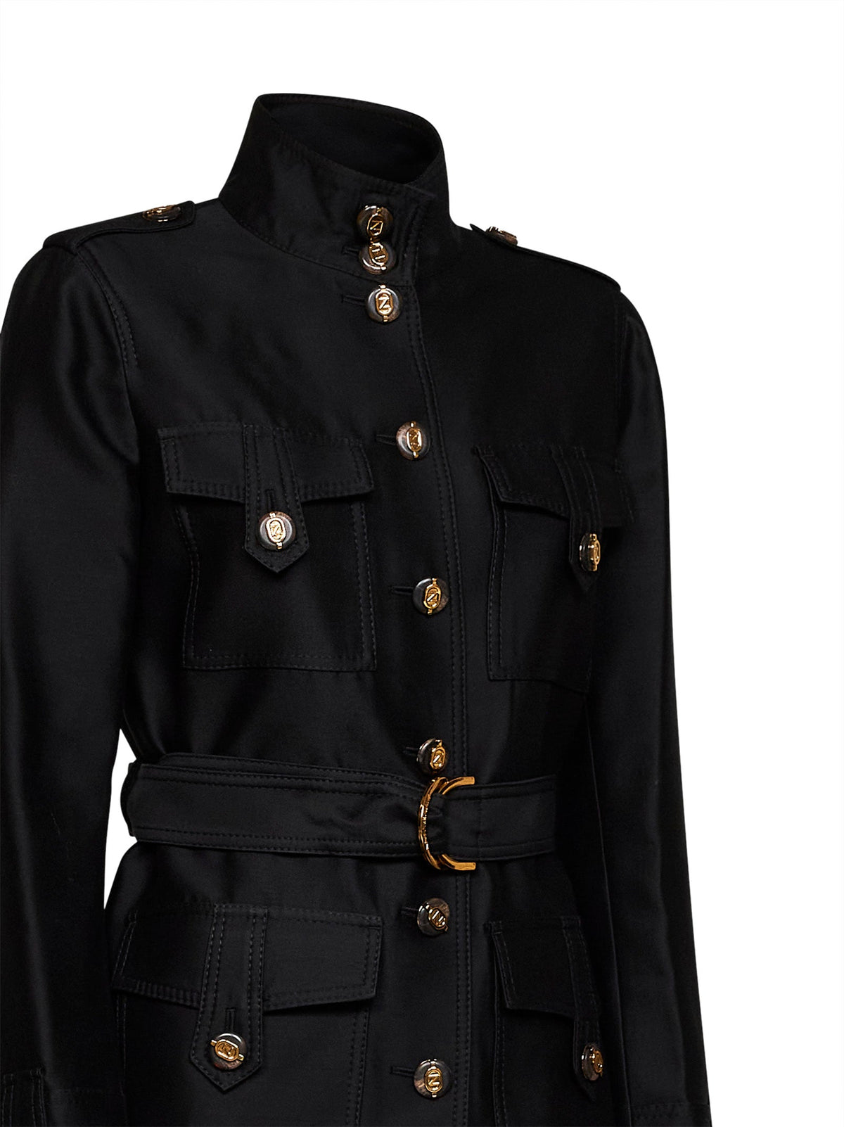 Zimmermann Women Black Wool And Silk Valiant Belted Utility Jacket