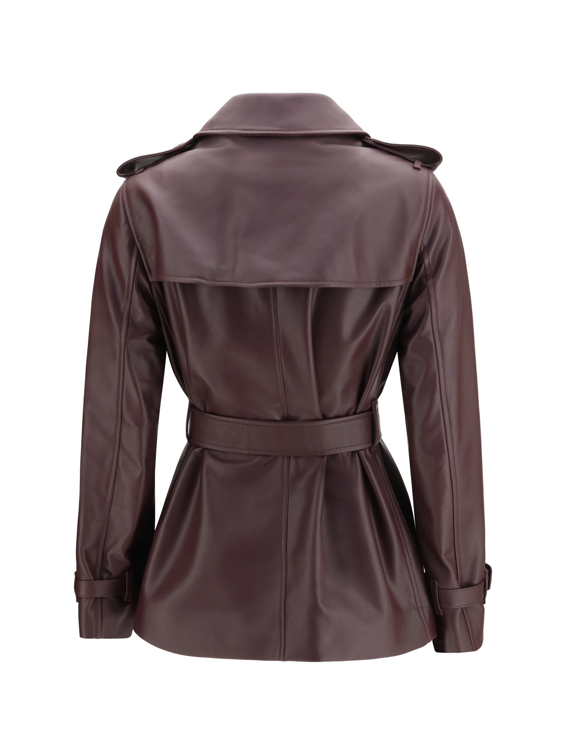 Burberry Women Short Leather Trench Coat BURBERRY