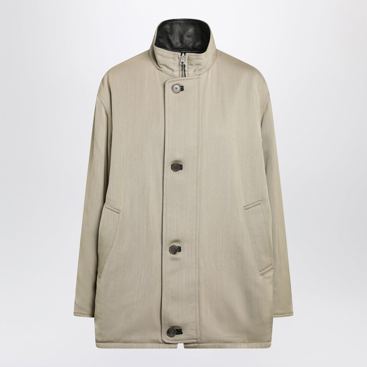 Auralee Beige/Black Reversible Short Coat In Wool Women AURALEE