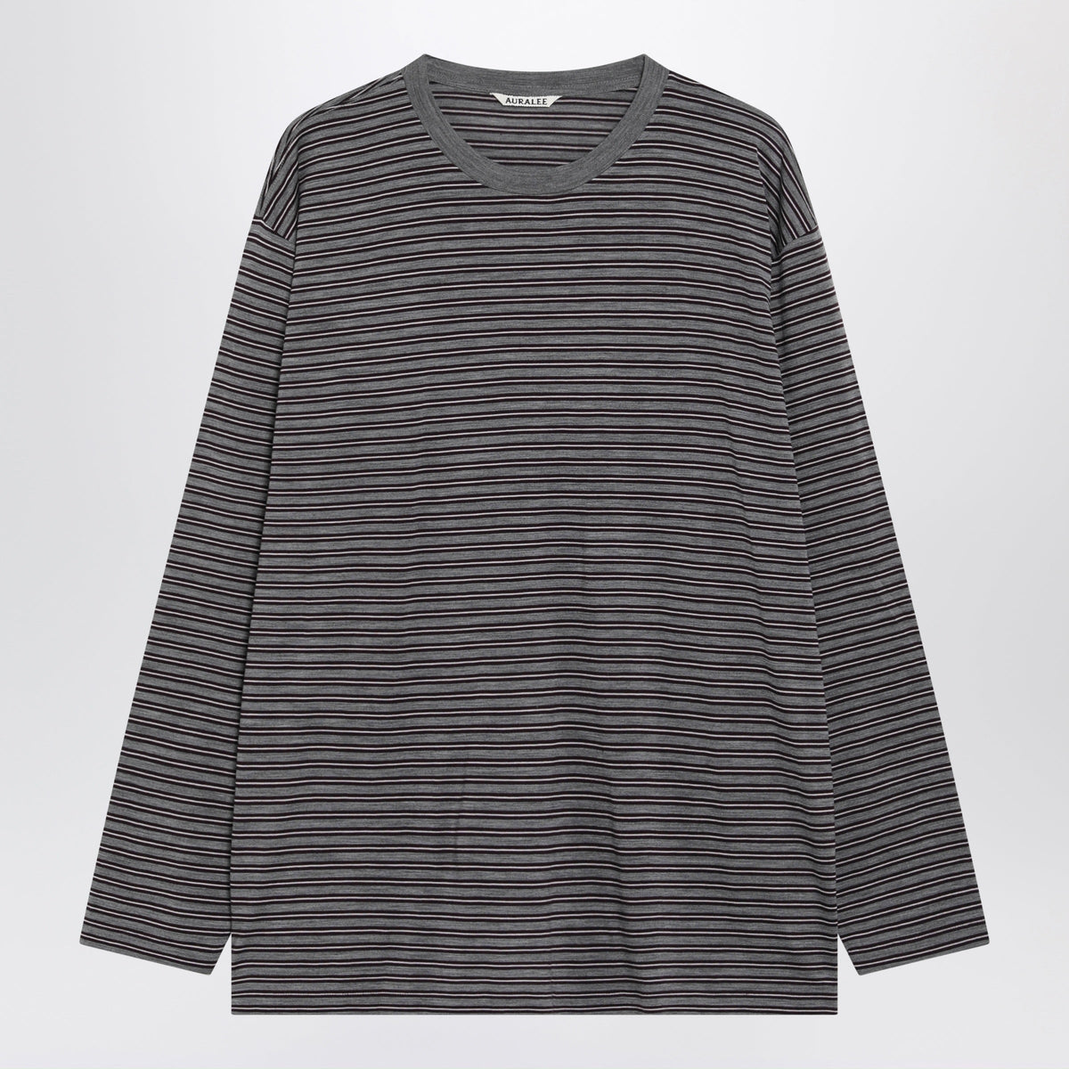 Auralee Grey Striped T-Shirt In Wool Men AURALEE