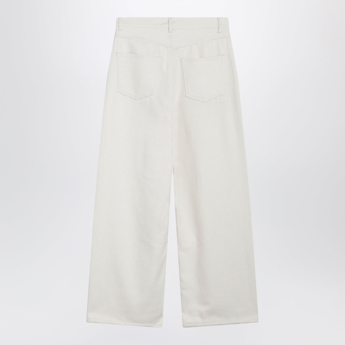 Auralee Wide-Leg Ivory Silk Denim Trousers Women.