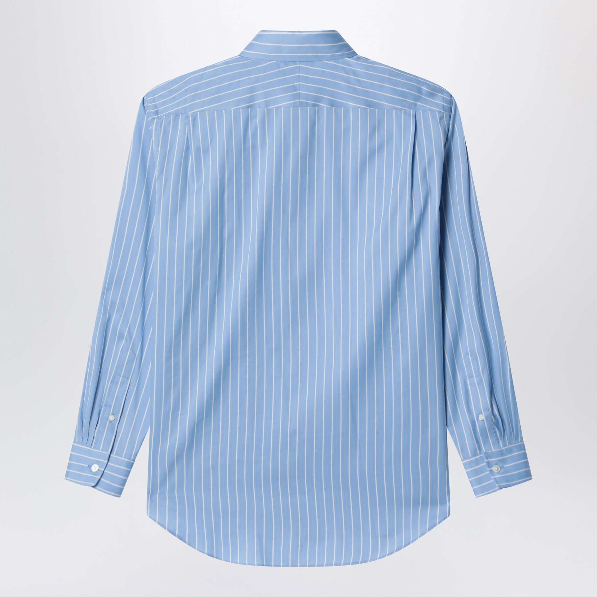 Auralee Light Blue Striped Cotton And Silk Shirt Men AURALEE