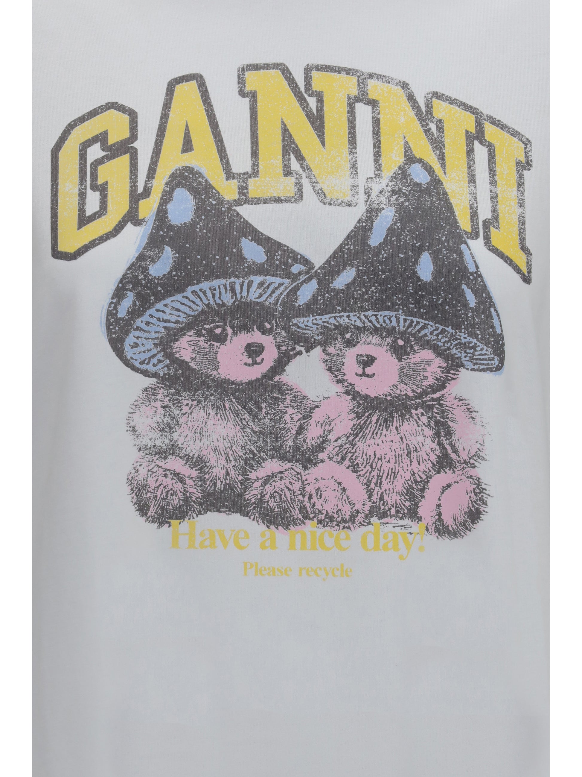 Ganni Women Teddy Mushroom Long-Sleeve Cotton T-Shirt GANNI