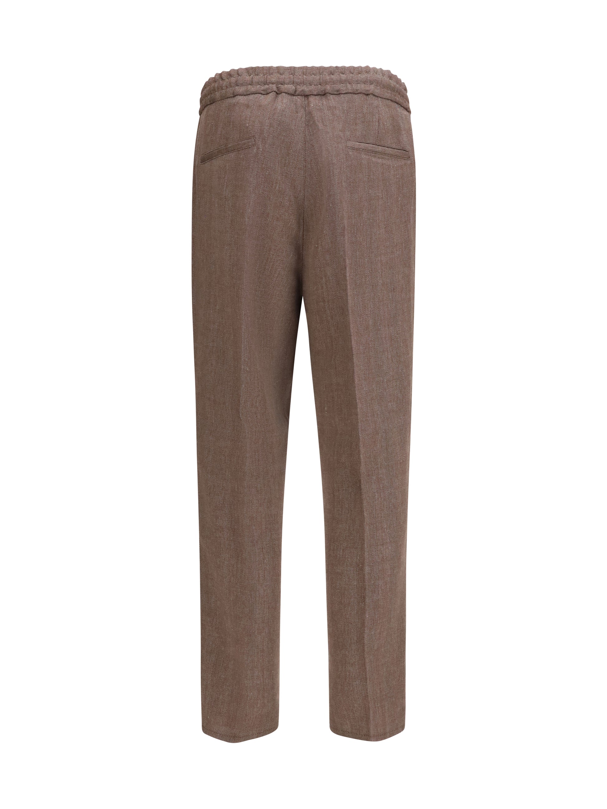 Brunello Cucinelli Men Herringbone Linen And Wool Pants BRUNELLO CUCINELLI