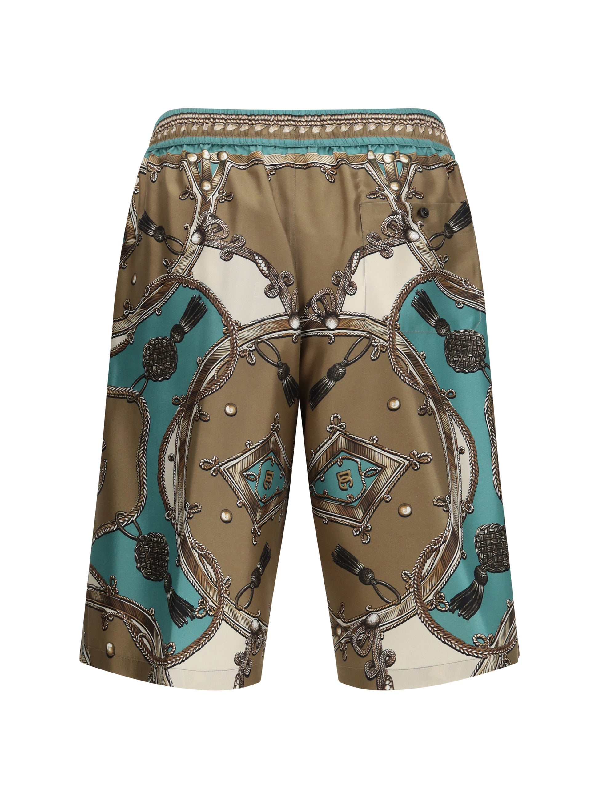 Dolce & Gabbana Men Vanity Bermuda Shorts In Washed Silk Twill With Cargo Print DOLCE & GABBANA