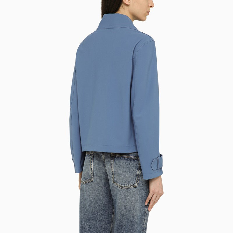 Harris Wharf London Blue Denim Double-Breasted Jacket In Nylon Women