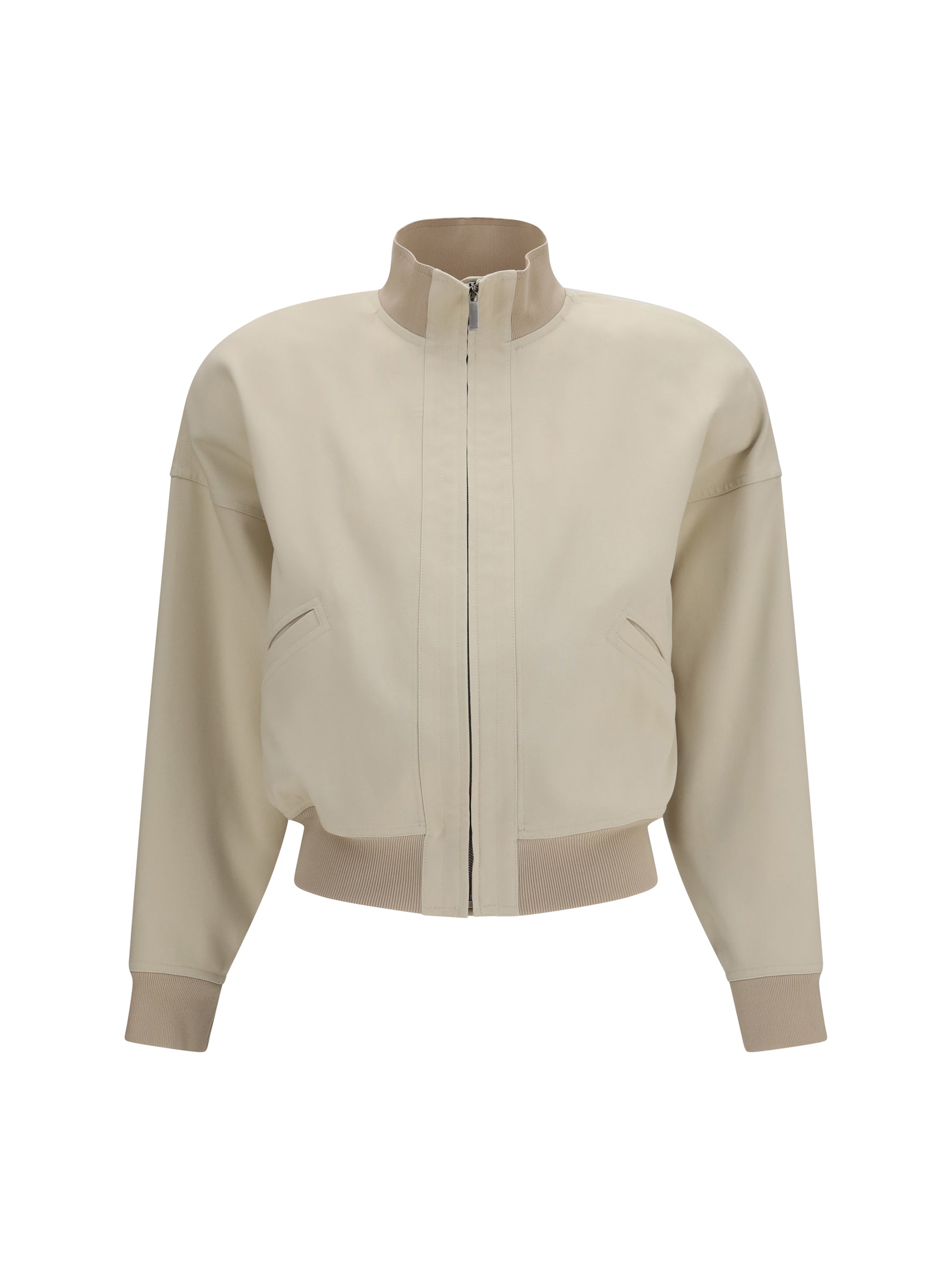 Gucci Women Zip Bomber Jacket In Silk Poplin GUCCI