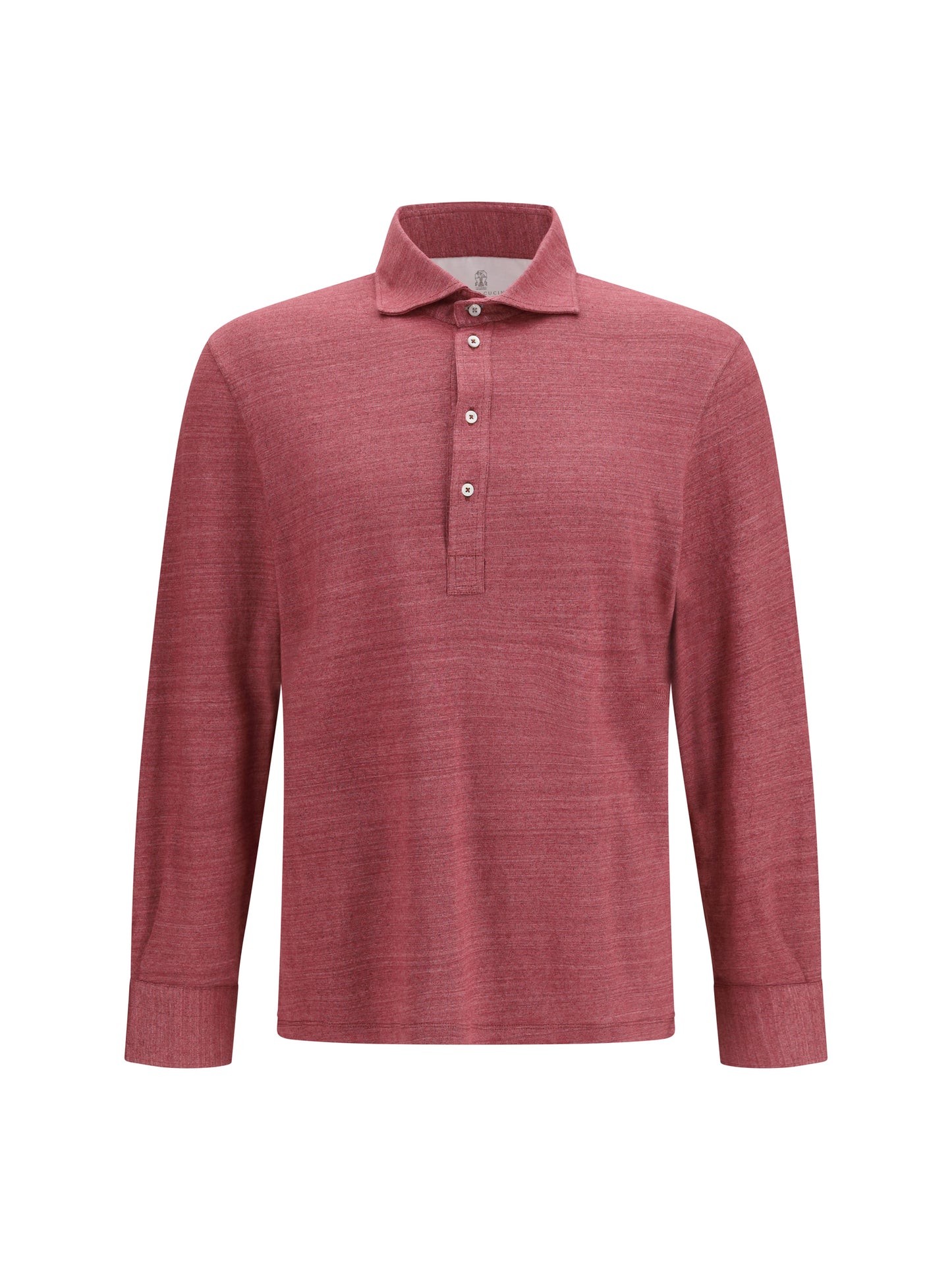 Brunello Cucinelli Men Long-Sleeve Polo In Mélange Linen And Cotton Jersey BRUNELLO CUCINELLI