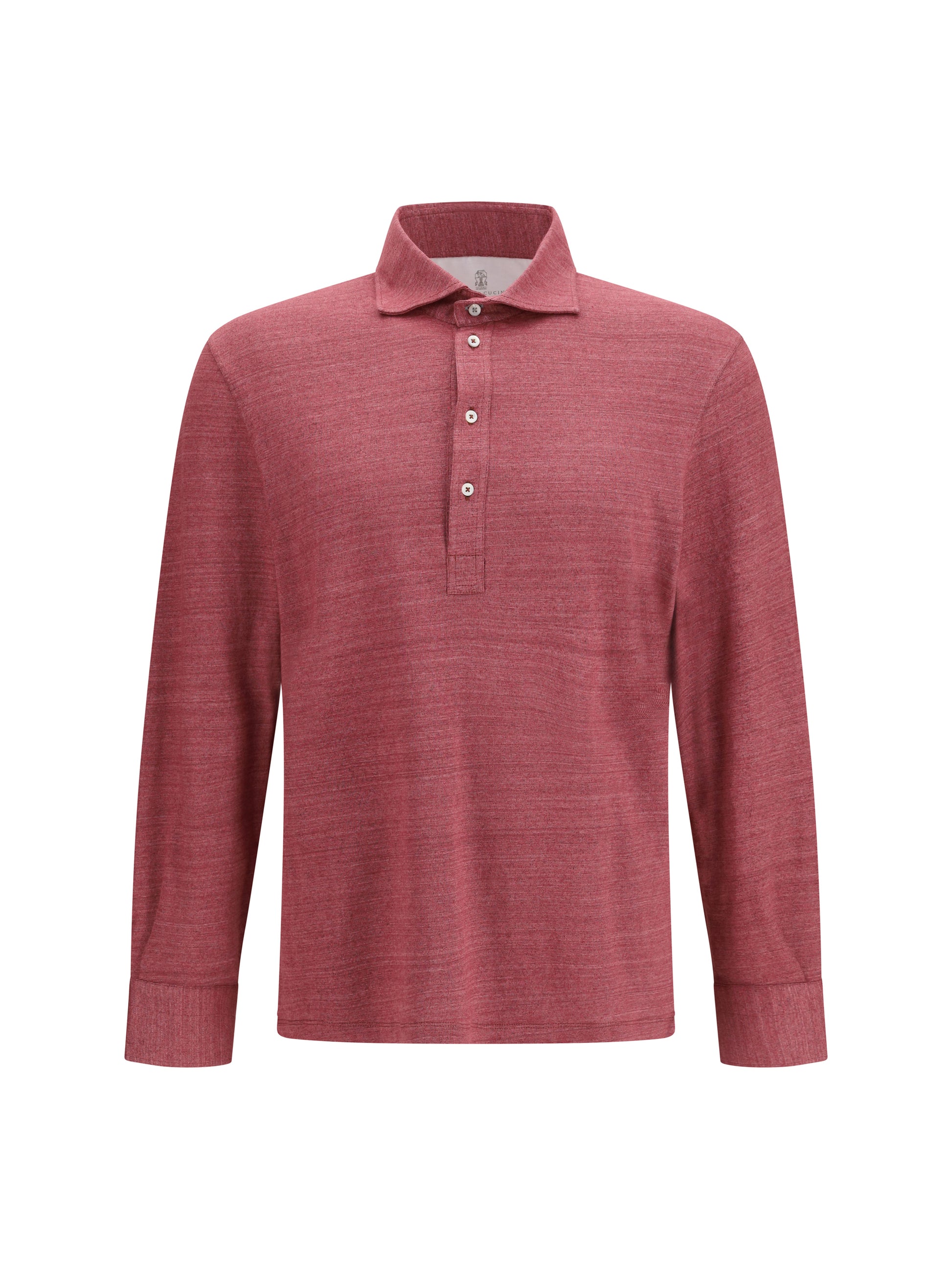 Brunello Cucinelli Men Long-Sleeve Polo In Mélange Linen And Cotton Jersey BRUNELLO CUCINELLI