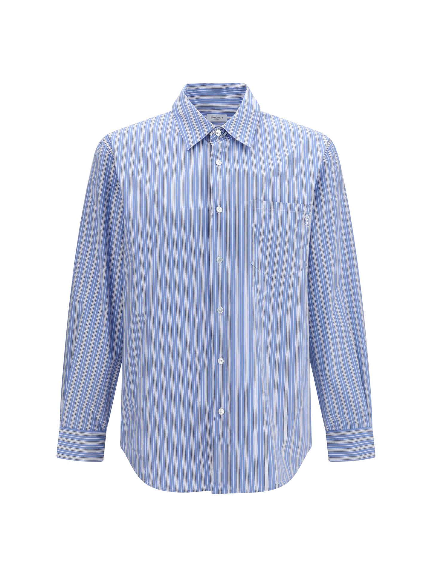 Saint Laurent Men Cassandre Striped Cotton Shirt SAINT LAURENT