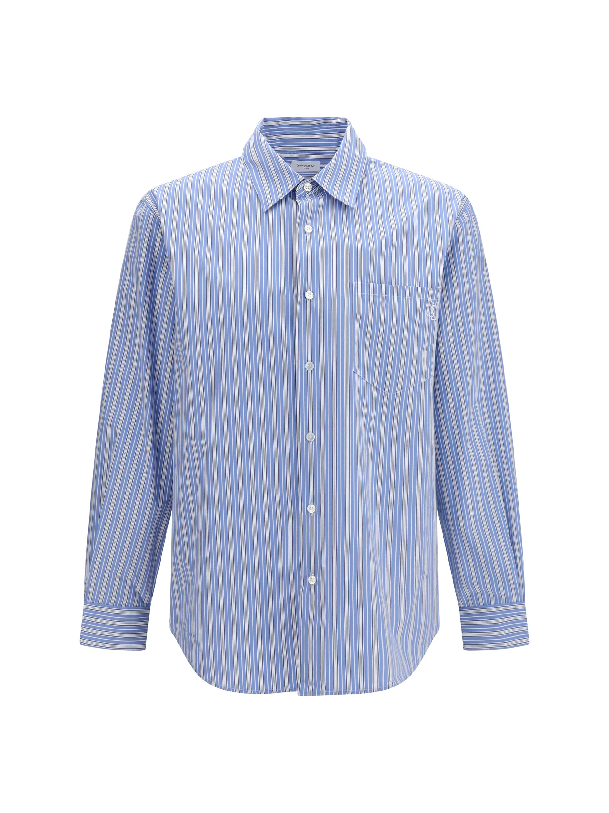 Saint Laurent Men Cassandre Striped Cotton Shirt SAINT LAURENT