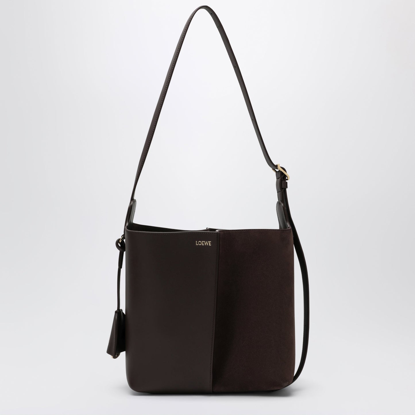 Loewe Bilbao Bucket Bag In Calfskin And Suede, Dark Chestnut Women LOEWE