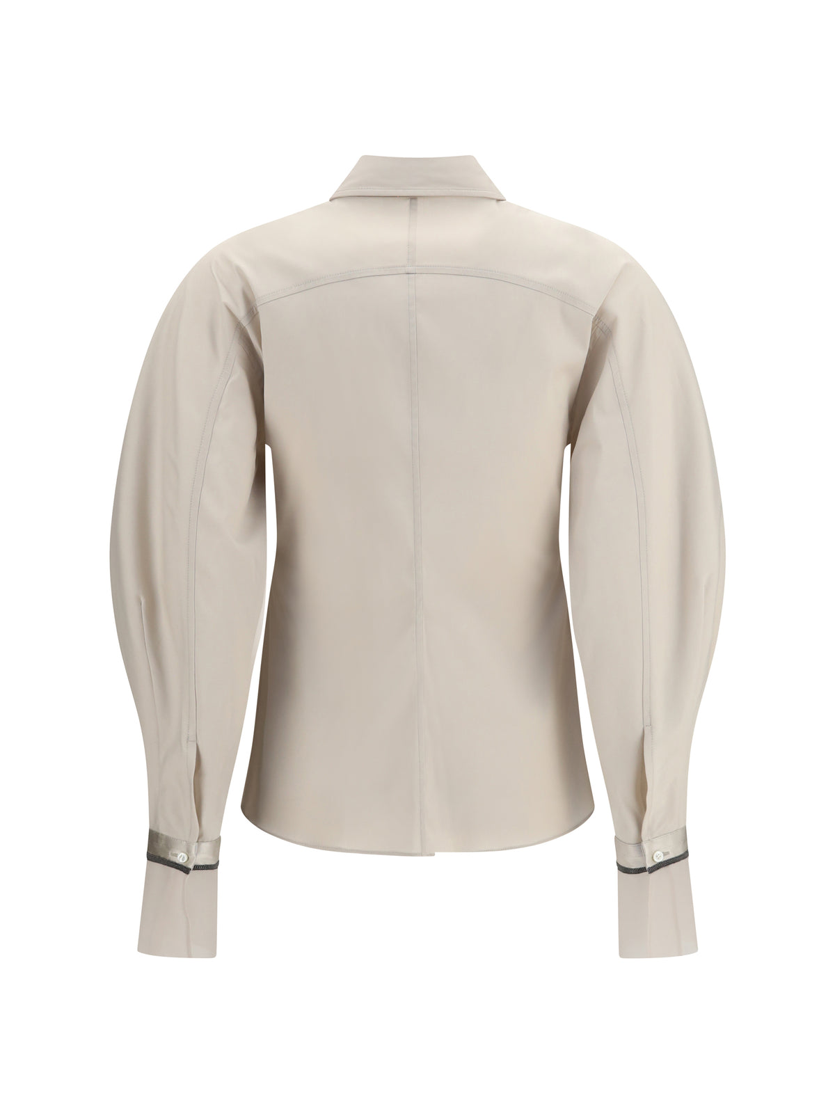Brunello Cucinelli Women Stretch Cotton Poplin Shirt With Shiny Silk Cuffs BRUNELLO CUCINELLI