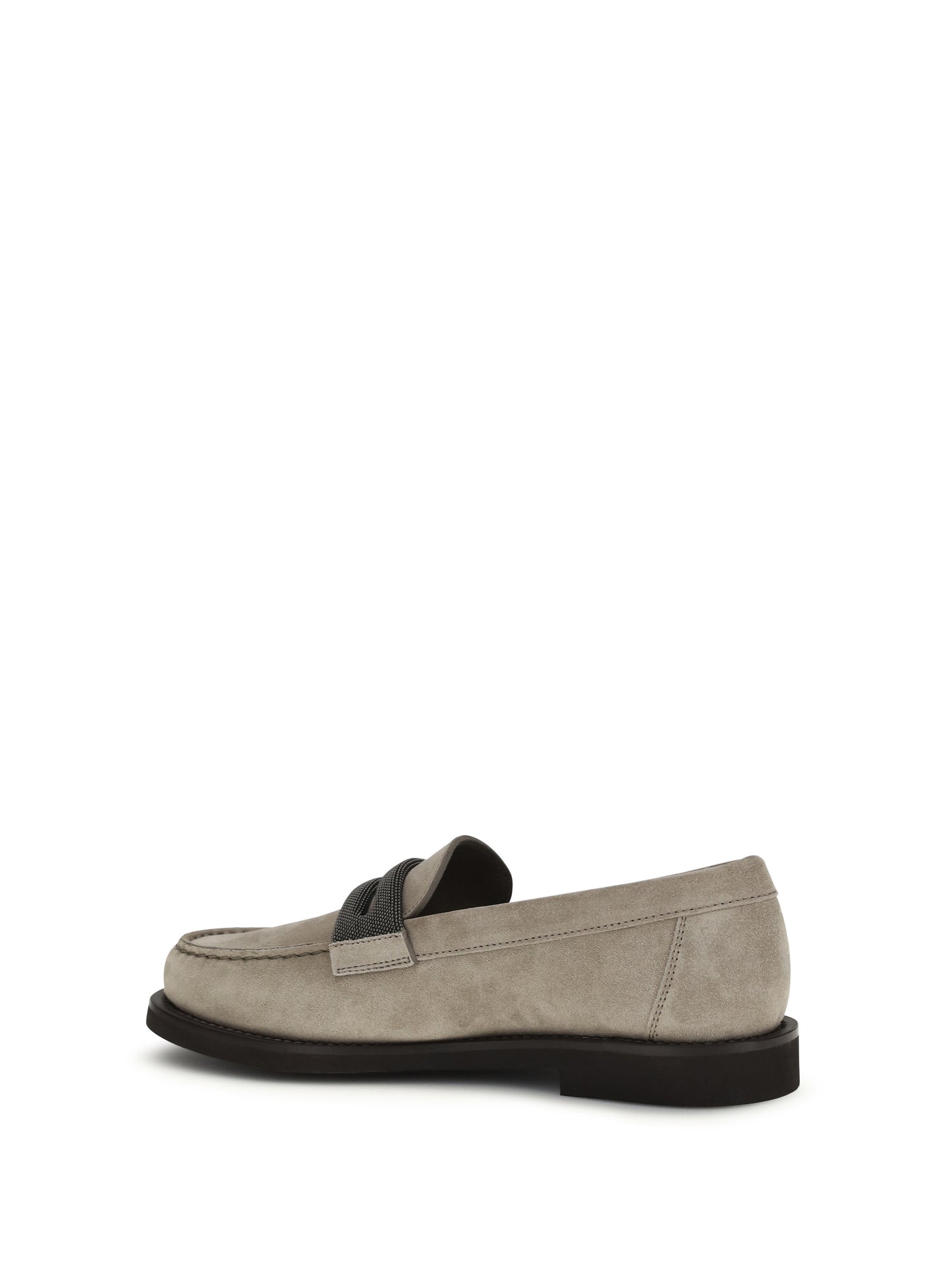 Brunello Cucinelli Women Penny Loafers In Suede With Precious Clamp BRUNELLO CUCINELLI