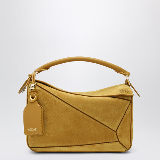 Loewe Ochre Small Featherlight Puzzle Bag In Suede Women LOEWE