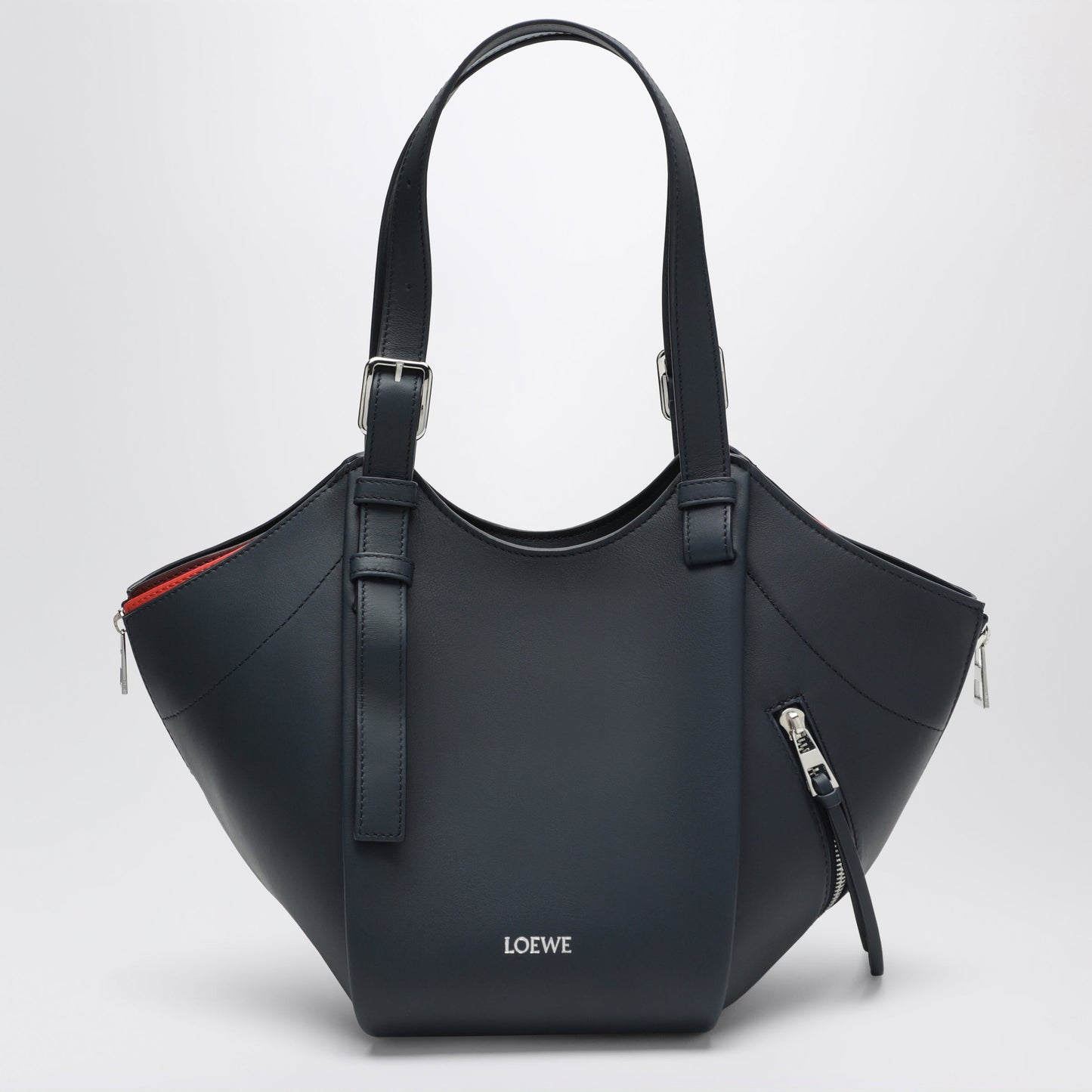 Loewe Dark Blue Layered Hammock Flip Leather Bag Women LOEWE