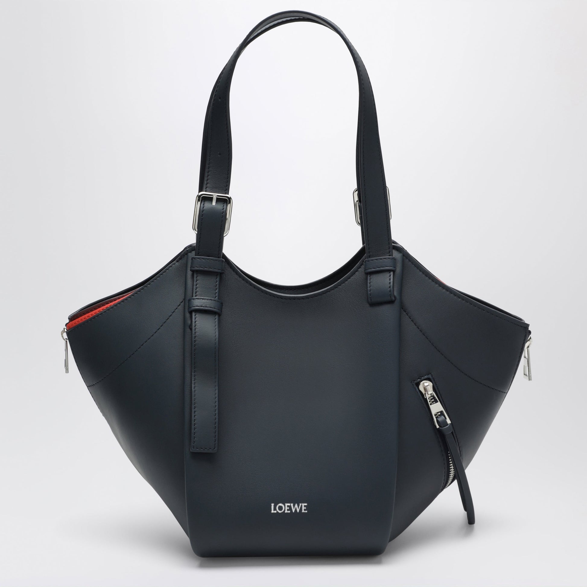 Loewe Dark Blue Layered Hammock Flip Leather Bag Women LOEWE
