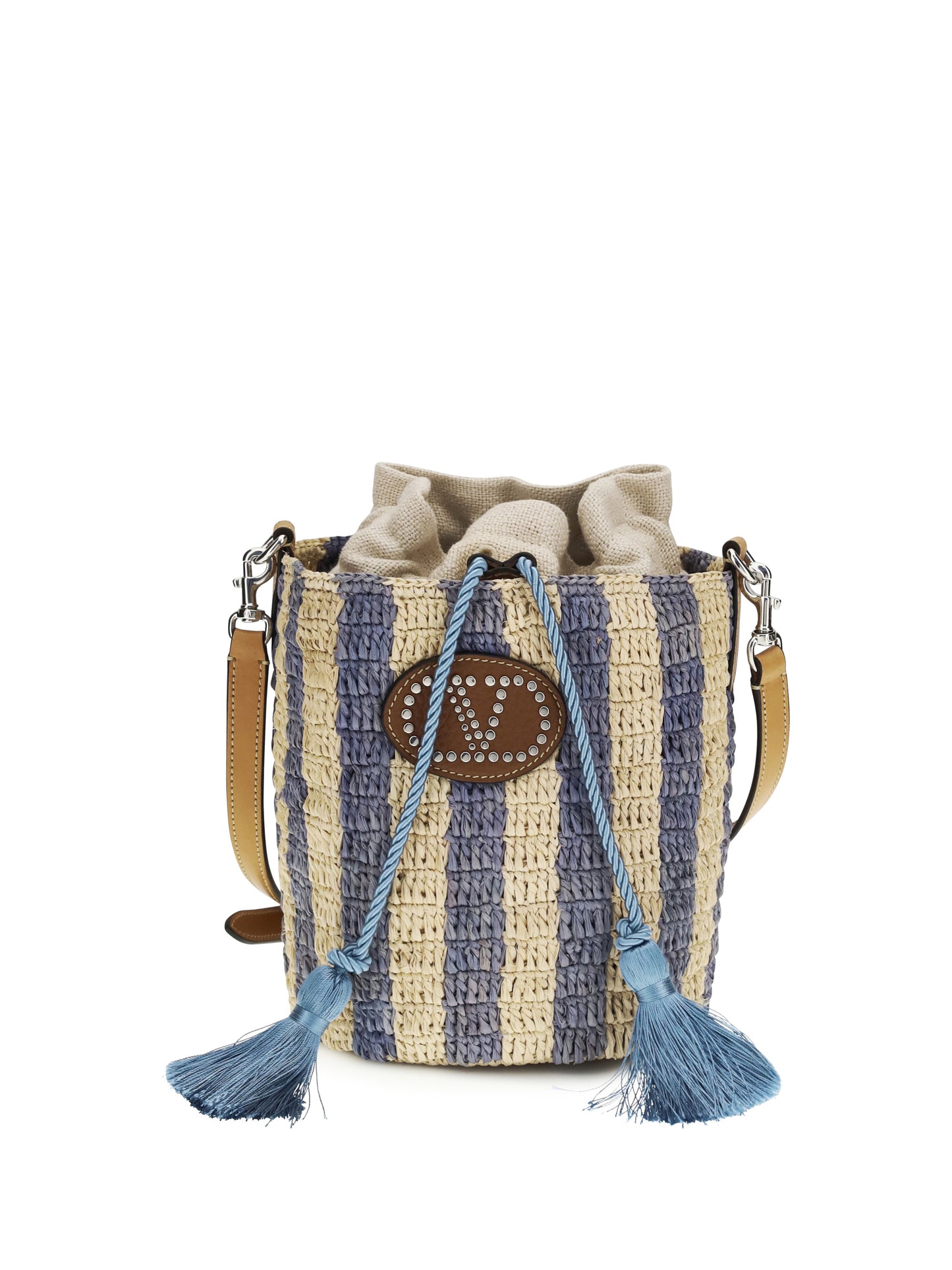 Valentino Garavani Women Striped Raffia Bucket Bag VALENTINO GARAVANI