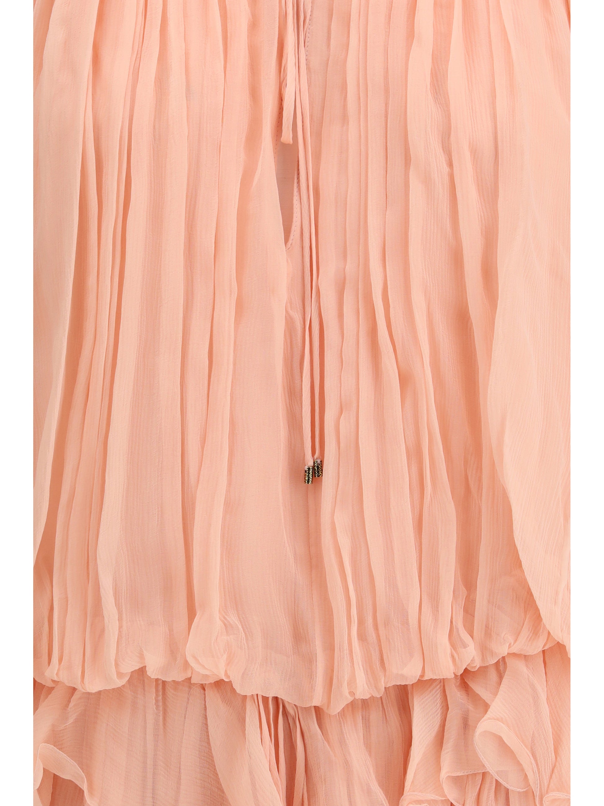 Chloé Women Mini Dress With Cape In Silk Muslin CHLOE