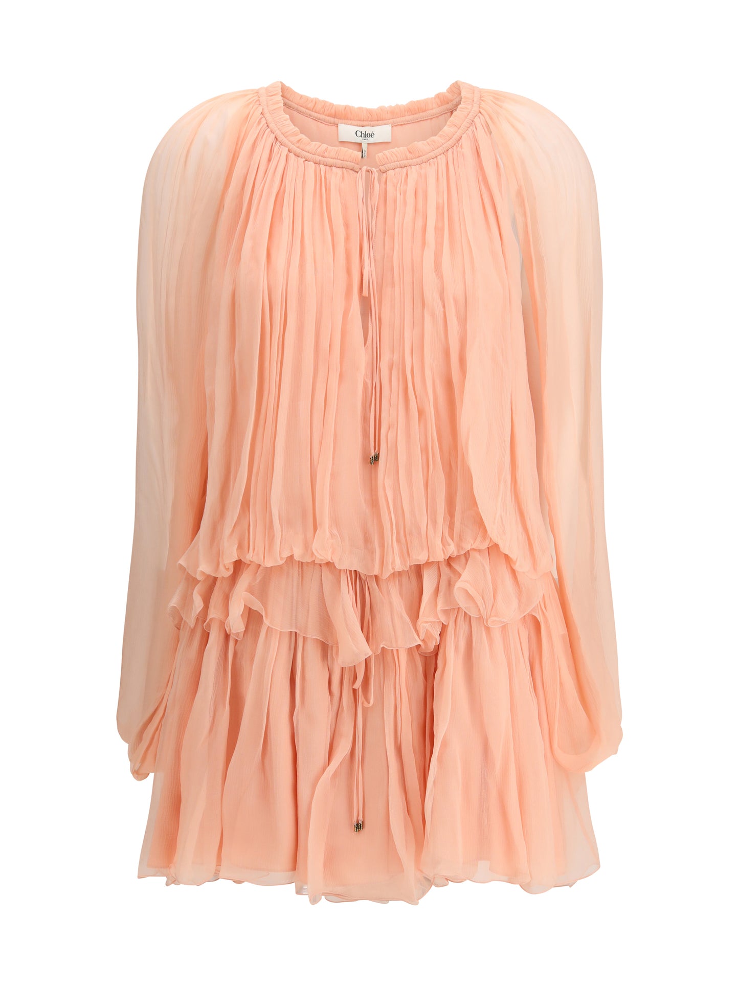 Chloé Women Mini Dress With Cape In Silk Muslin CHLOE