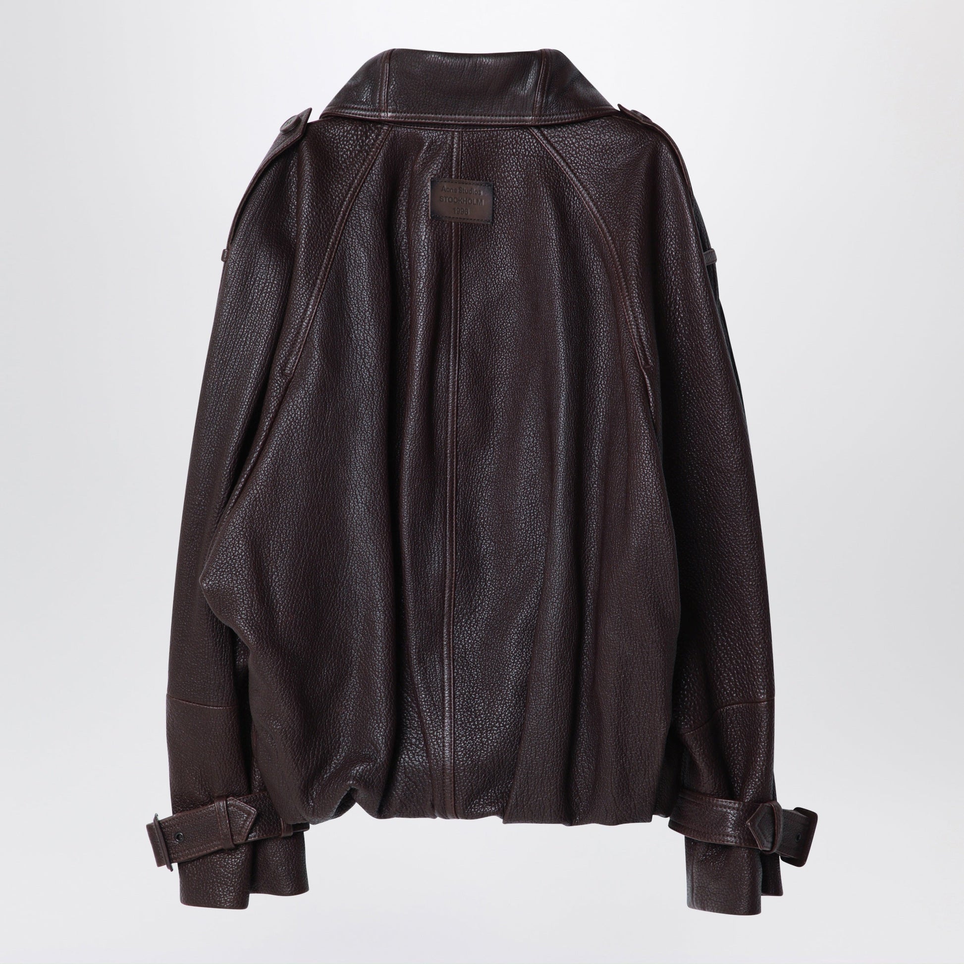 Acne Studios Dark Brown Cropped Leather Trench Coat Women ACNE STUDIOS