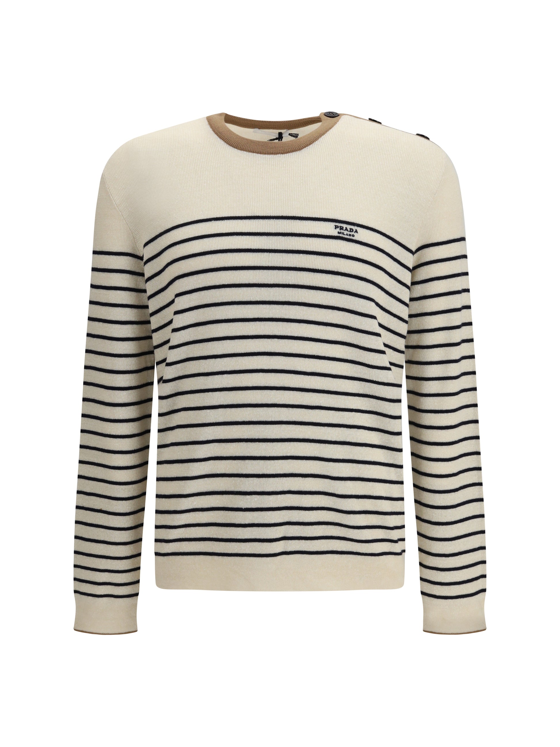 Prada Men Jacquard Wool And Cotton Blend Sweater PRADA